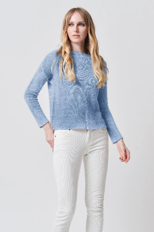 Crook Frost Art Sweater - Sky Jersey Fabric Tulle Fabric Batik Fabric