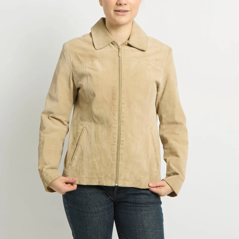 Suede Zip Detail Shirt Jacket - UK 10 Anorak Shell Jacket Lightweight Jacket
