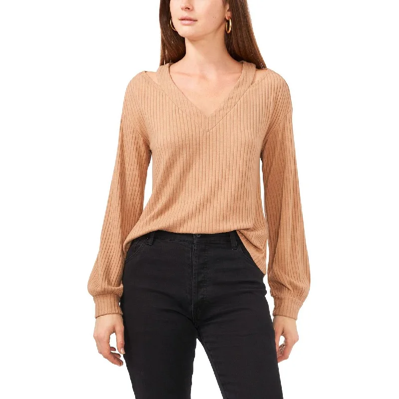 1.State Womens Knit Cut-Out V-Neck Sweater