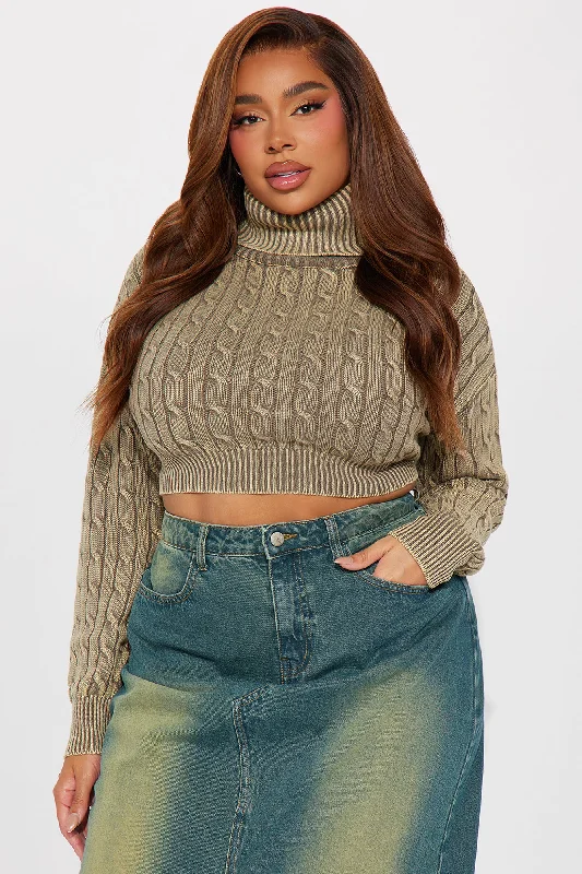 Almost Daily Cable Knit Sweater - Olive