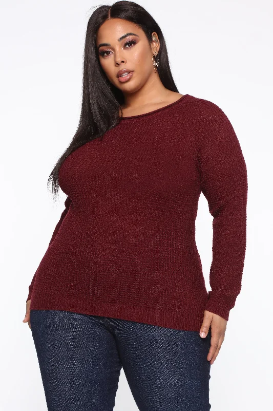 Ariana Waffle Sweater - Burgundy