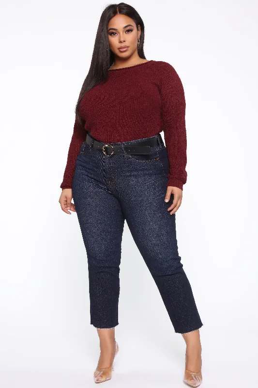 Ariana Waffle Sweater - Burgundy