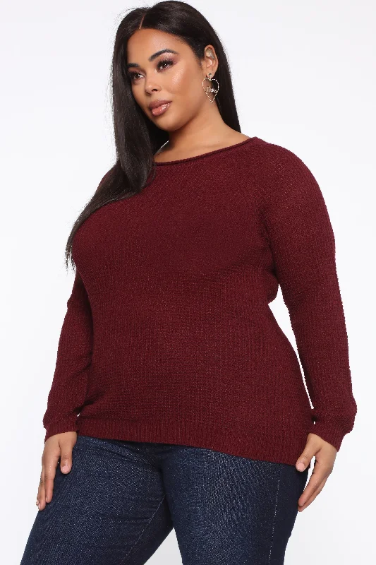 Ariana Waffle Sweater - Burgundy