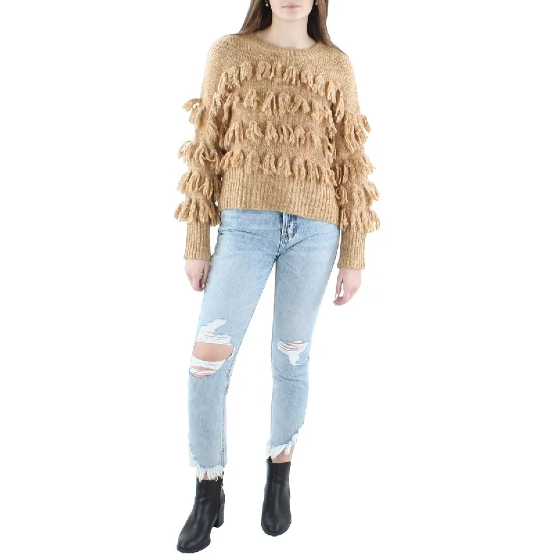 Cinq a Sept Womens Merino Wool Tassel Crewneck Sweater