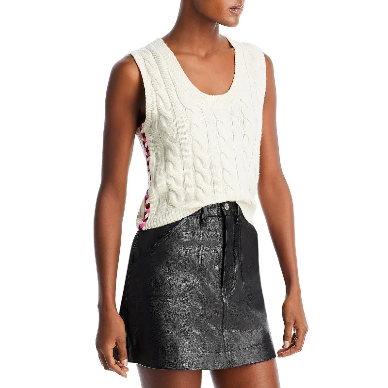 Derek Lam 10 Crosby Womens Wool Cable Knit Sweater Vest