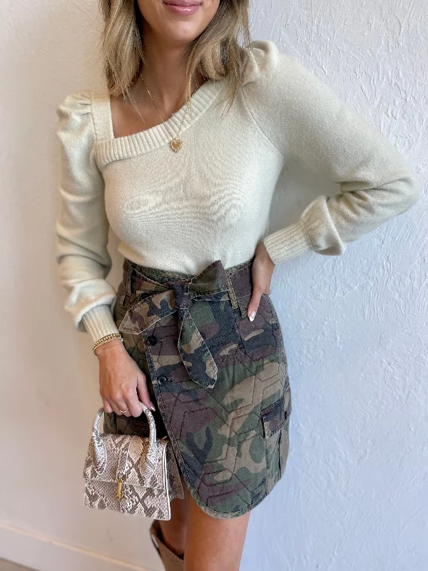 Dixie Asymmetrical Puff Sweater