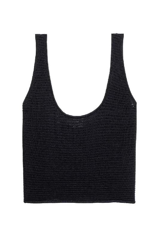 Frame Denim Crochet Tank Top - Black