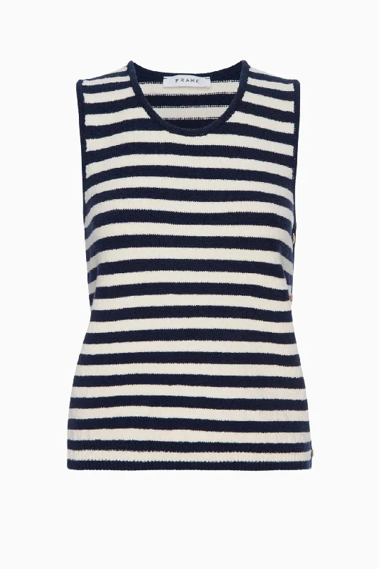 Frame Denim Mariner Sweater Knit Tank - Navy Multi