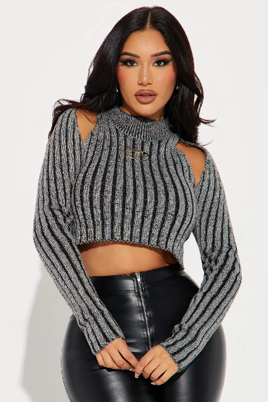 Josephine Washed Sweater - Black/Grey