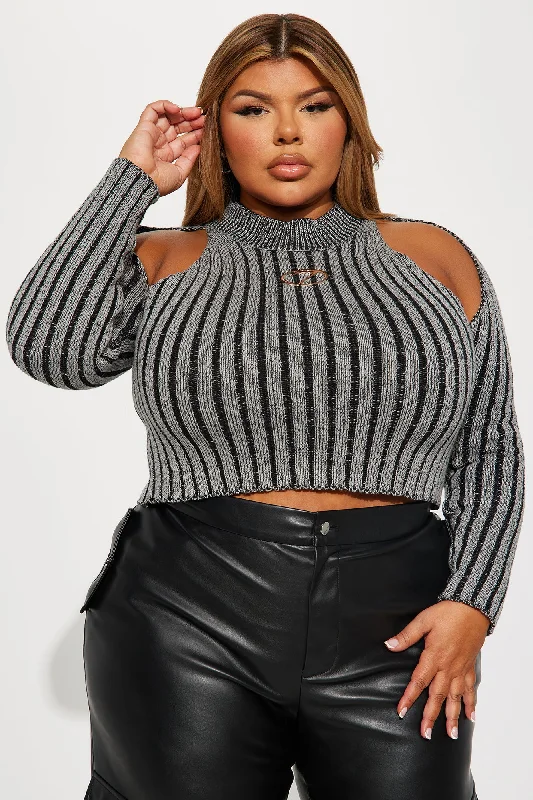 Josephine Washed Sweater - Black/Grey