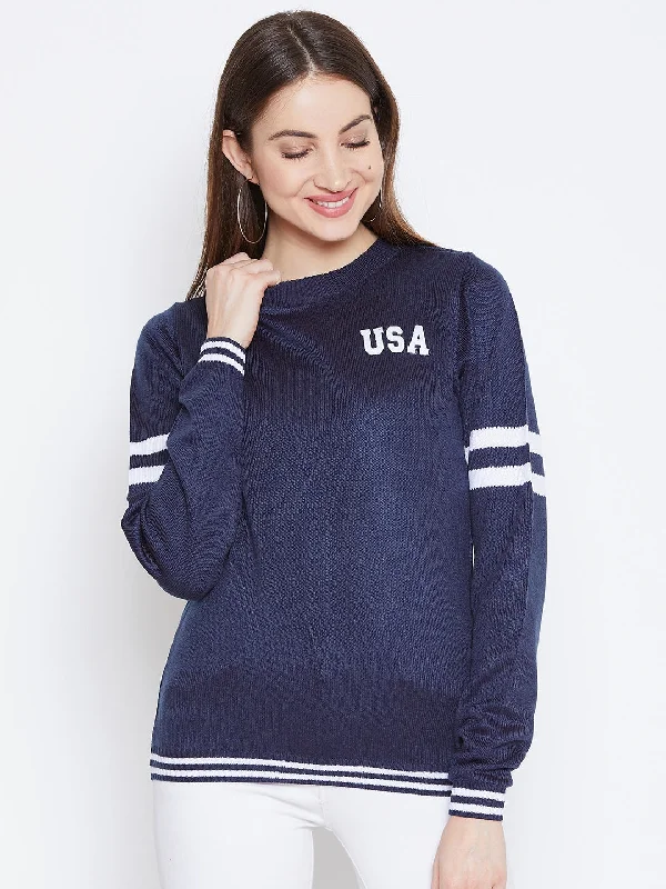 JUMP USA Women Navy Blue Solid Sweaters