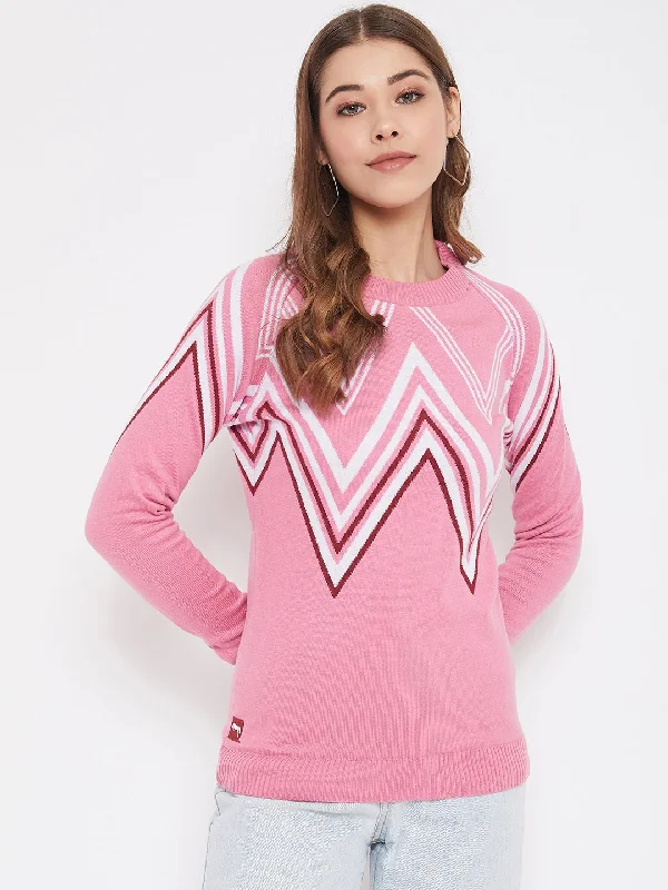 JUMP USA Women Pink Front-Open Sweater