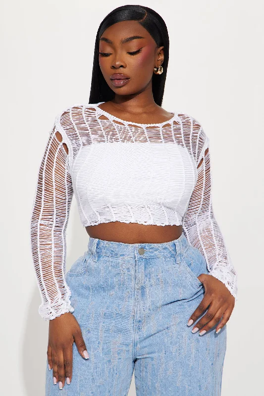 Meet Me In Paradise Distressed Top - Ivory