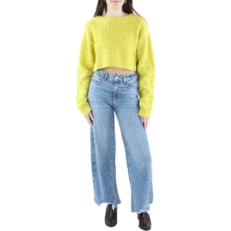 RE/DONE Womens Wool Boatneck Crop Sweater