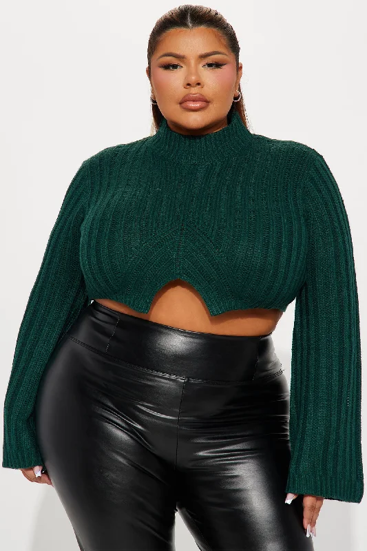 Rebel Heart Cropped Turtleneck Sweater - Hunter