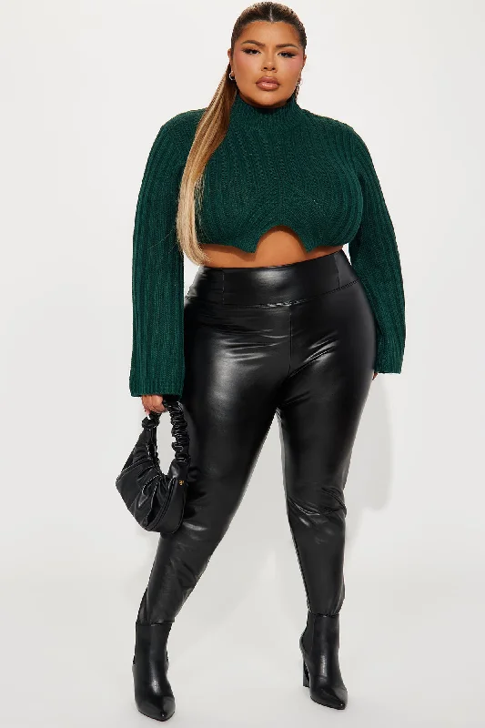 Rebel Heart Cropped Turtleneck Sweater - Hunter