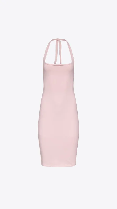 Tie Halter Midi Dress - Nude