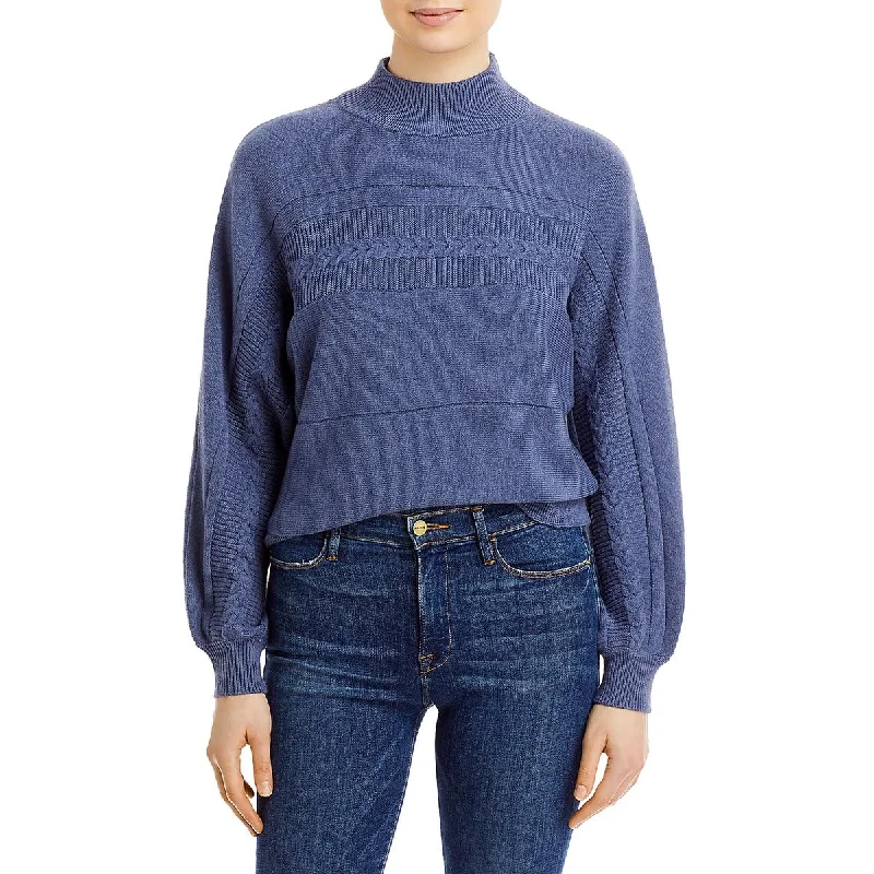 T Tahari Womens Cable Knit Cozy Mock Turtleneck Sweater