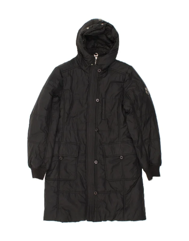 CHAMPION Womens Hooded Padded Coat UK 12 Medium Black Polyester