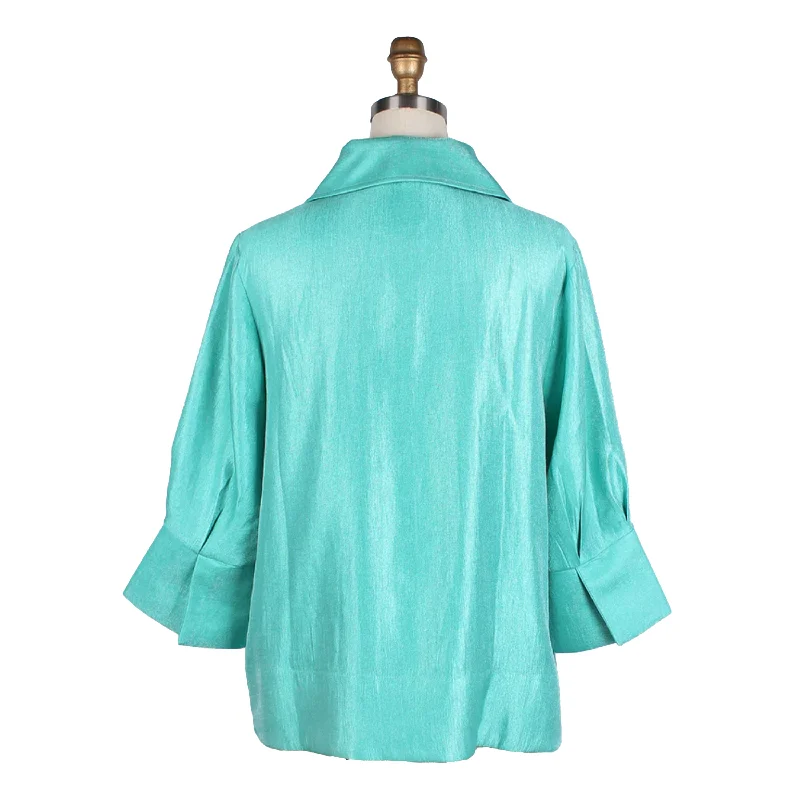 Damee Solid Wide Ball Collar Jacket in Mint - 4741-MN