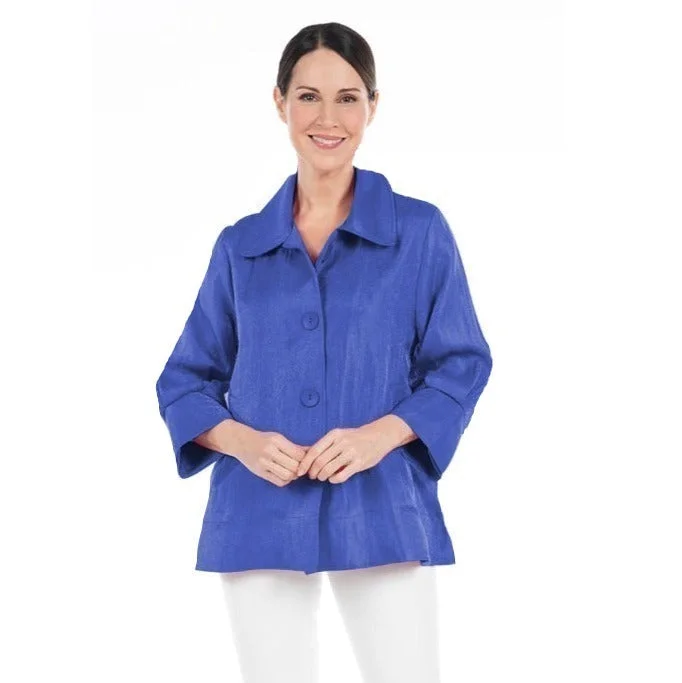 Damee Solid Wide Ball Collar Jacket in Royal Blue - 4741-RYL