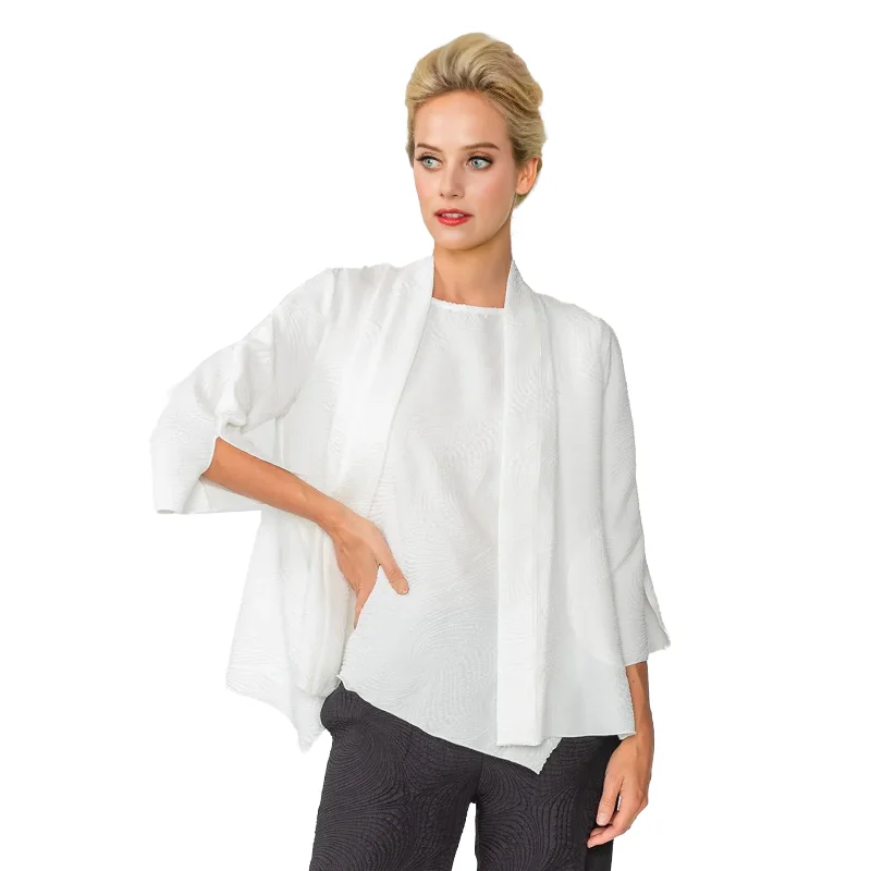 IC Collection Textured Open Front Jacket in White - 5741J-WT