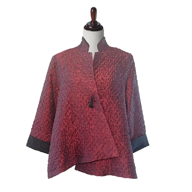 Moonlight Jacquard Two-Tone Polka-Dot Jacket in Dark Red - 9242 - Size L Only!