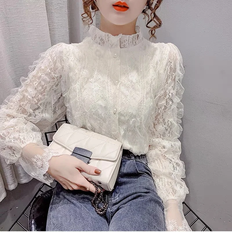 Cute lace long sleeve tops fashion tops    S164