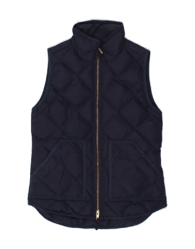 J. CREW Womens Quilted Gilet UK 2 2XS Navy Blue Polyester