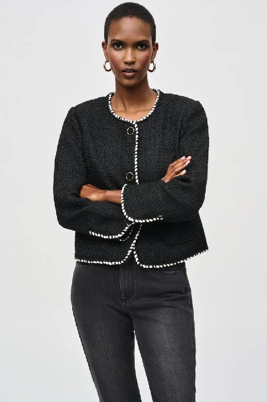 Joseph Ribkoff Bouclé Jacket With Contrast Trim