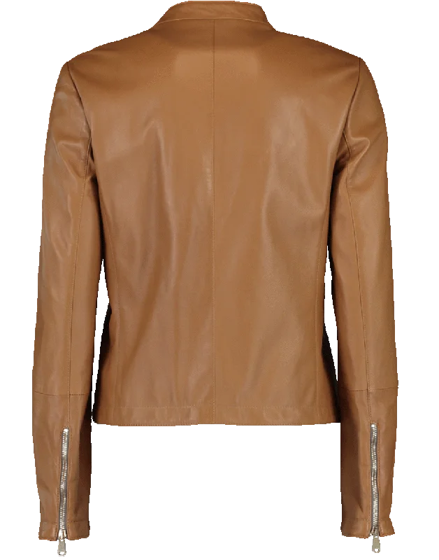 Leather Asymmetrical Zip Jacket