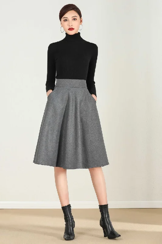 Short A Line Wool skirt in gray  2435