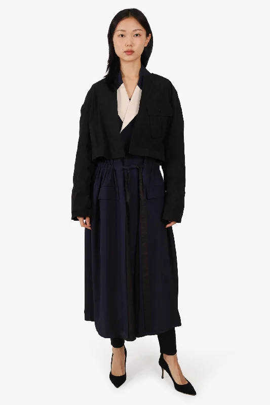 Toga Pulla Navy/Black Collared Belted Coat Size 40