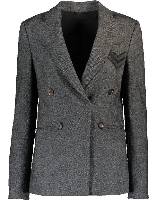 Tweed Jacket With Monili Chevron Pocket