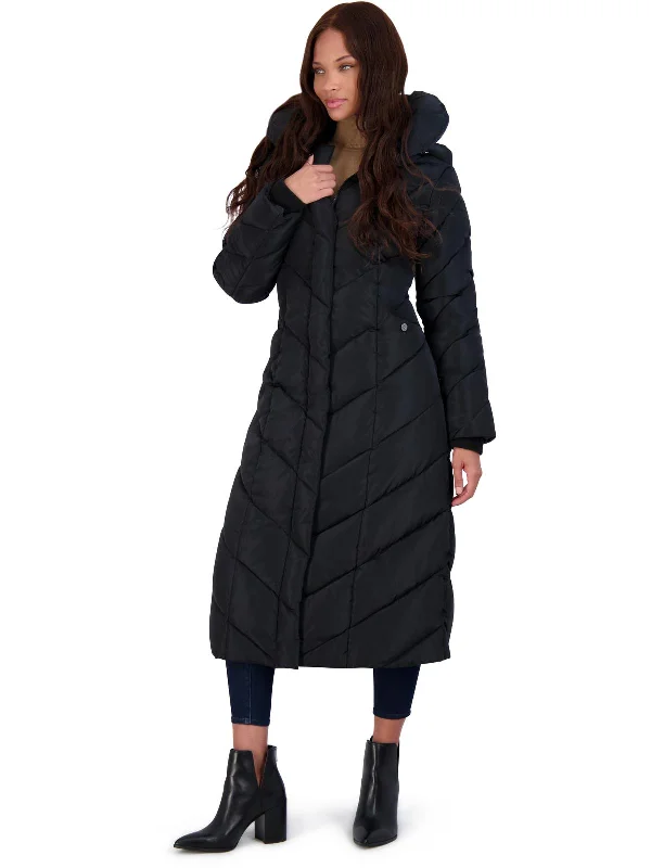 Womens Fleece Lined Quilted Maxi Coat