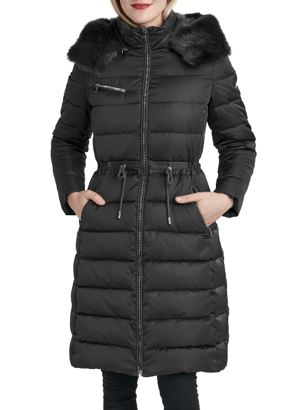 Womens Satin Parka Puffer Jacket