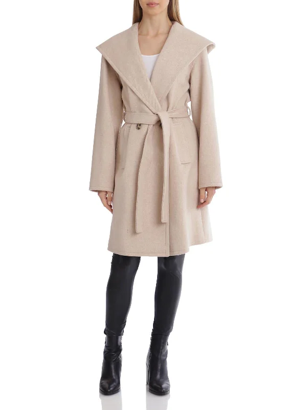 Womens Wool Blend Midi Walker Coat