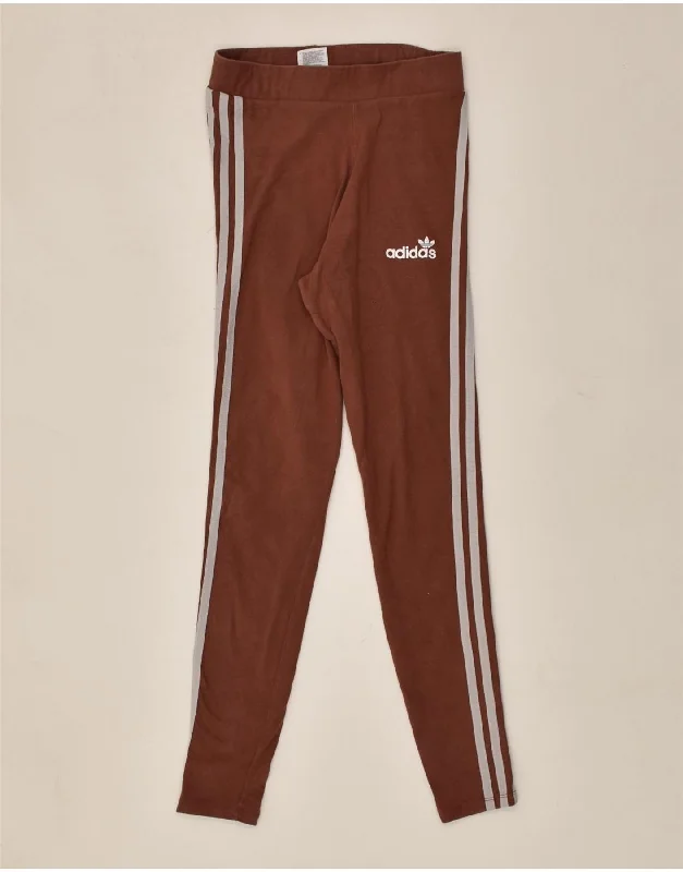 ADIDAS Womens Leggings UK 8 small  Brown Cotton