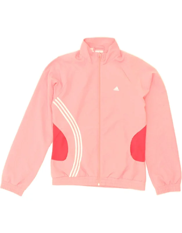 ADIDAS Womens Tracksuit Top Jacket UK 14 Medium Pink Polyester