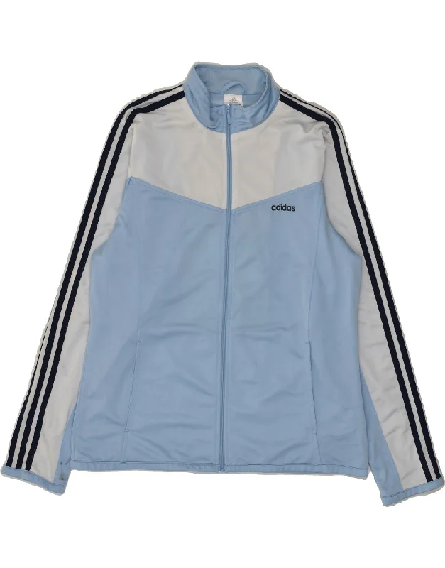 ADIDAS Womens Tracksuit Top Jacket UK 18 XL Blue Polyester