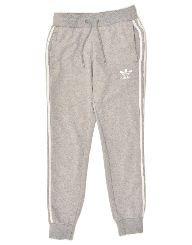 ADIDAS Womens Tracksuit Trousers Joggers UK 6 XS Grey Cotton