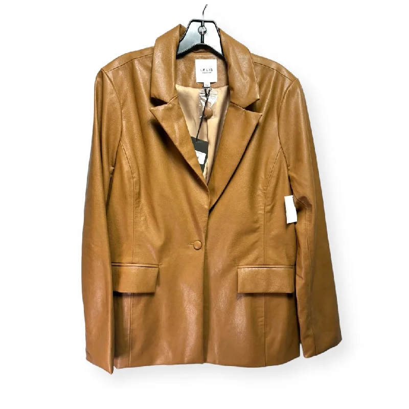 Camel Spice Faux Leather Blazer By Le Lis  Size: L