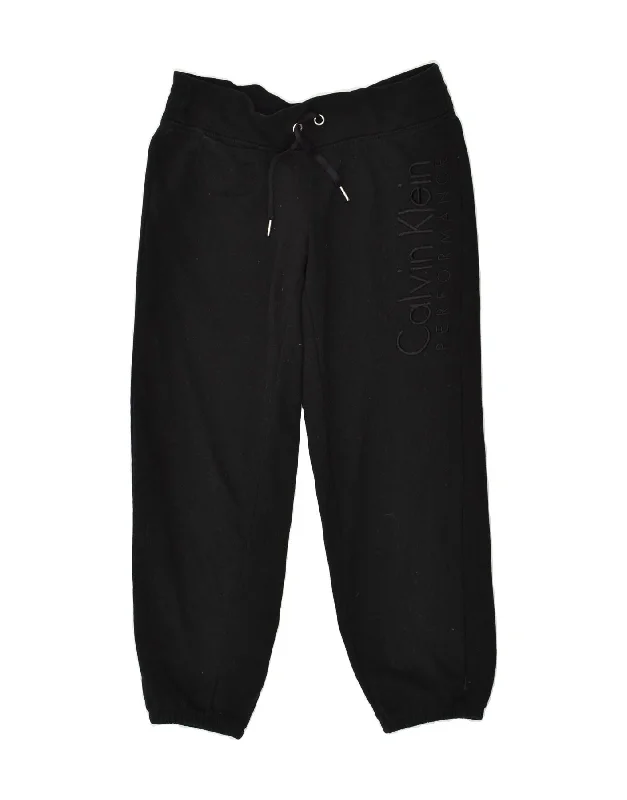 CALVIN KLEIN Womens Tracksuit Trousers Joggers UK 14 Medium Black Cotton