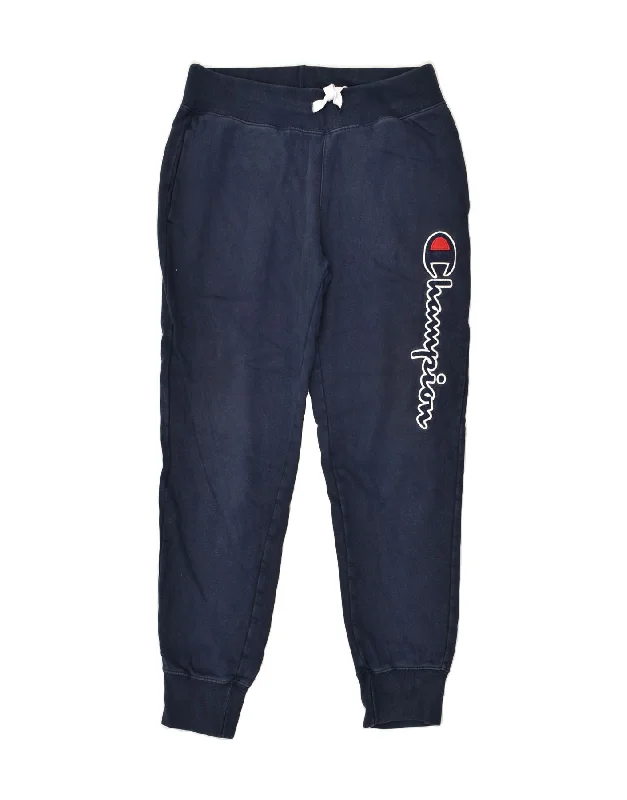 CHAMPION Womens Graphic Tracksuit Trousers Joggers UK 10 Small Navy Blue