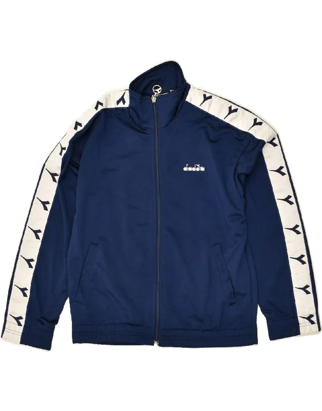 DIADORA Womens Tracksuit Top Jacket IT 40 Small Navy Blue Polyester