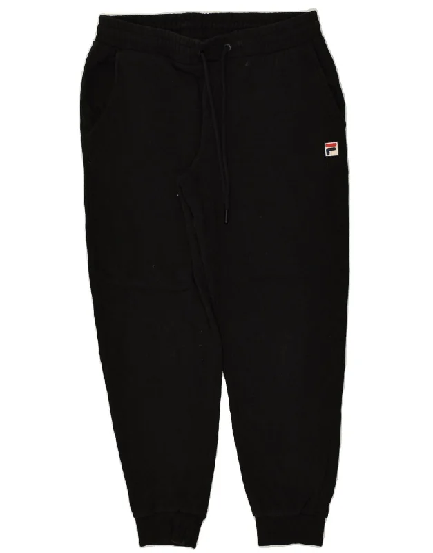 FILA Womens Tracksuit Trousers Joggers UK 14 Medium Black Cotton