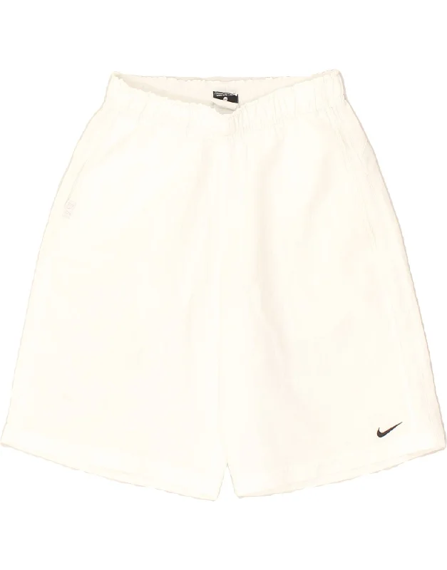 NIKE Womens Dri Fit Sport Shorts UK 12 Medium White Polyester