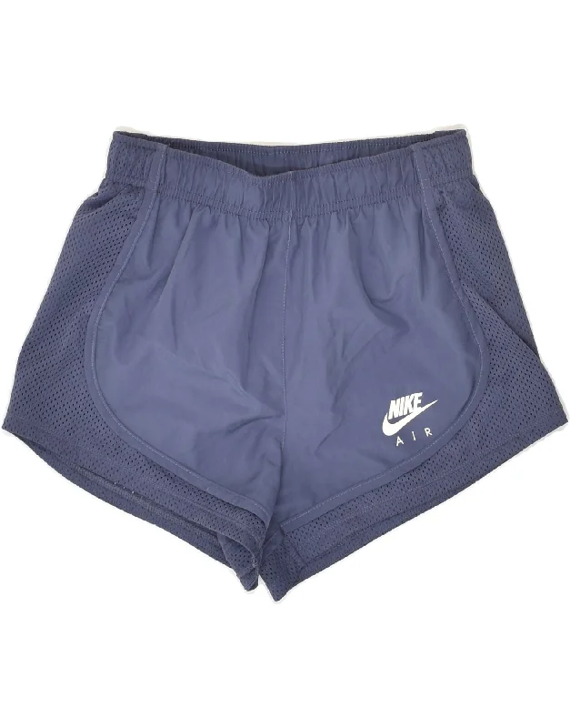 NIKE Womens Sport Shorts UK 4 XS Navy Blue Polyester