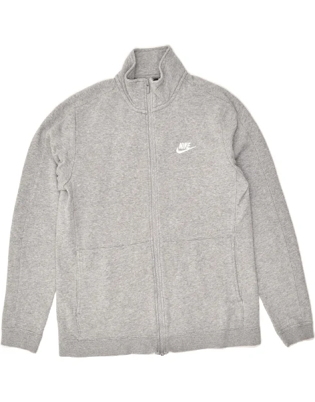 NIKE Womens Tracksuit Top Jacket UK 14 Medium Grey Cotton