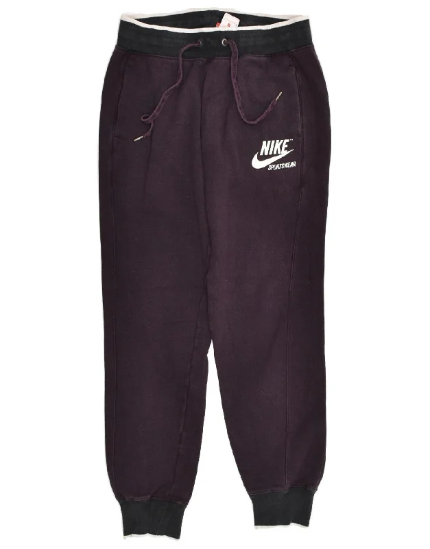 NIKE Womens Tracksuit Trousers Joggers UK 10 Small Purple Cotton